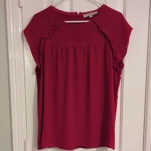 Women's Burgundy Ruffle Sleeve Top